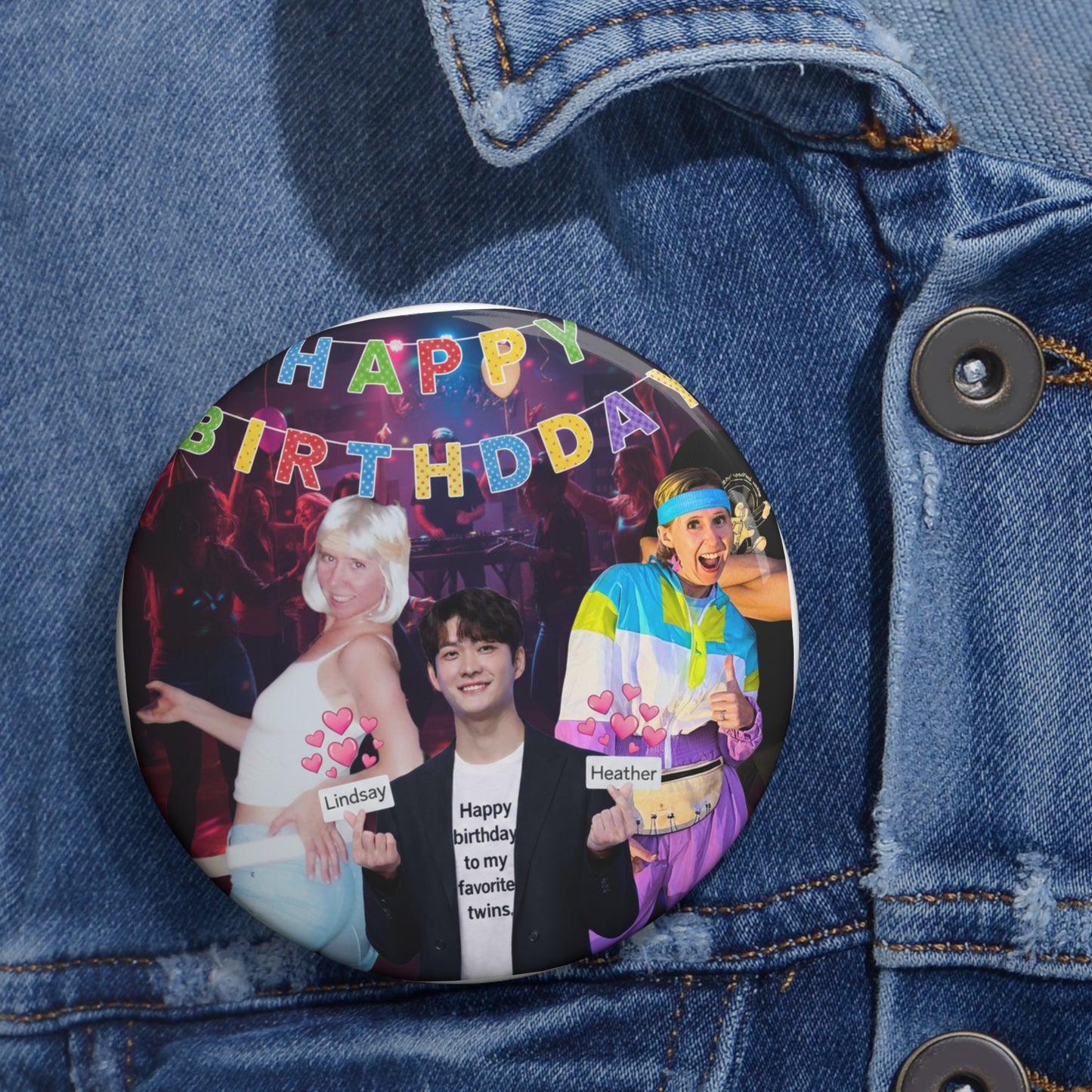 Custom Birthday Photo Pin Button — Personalized Happy Birthday Celebration Badge